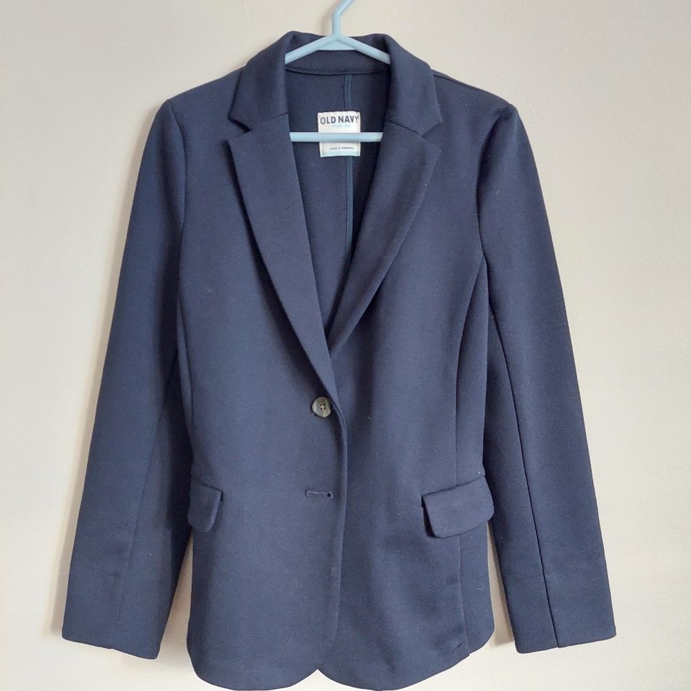 Old NWOT Navy Navy Blue Stretch Two-button Blazer, Size XS